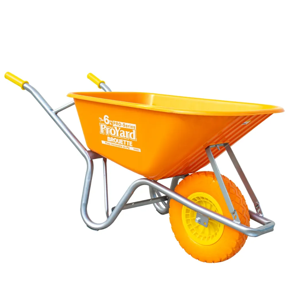 Pro-Series Wheelbarrow 6 cu.ft Poly Tray Flat Free Tire Steel Handle
