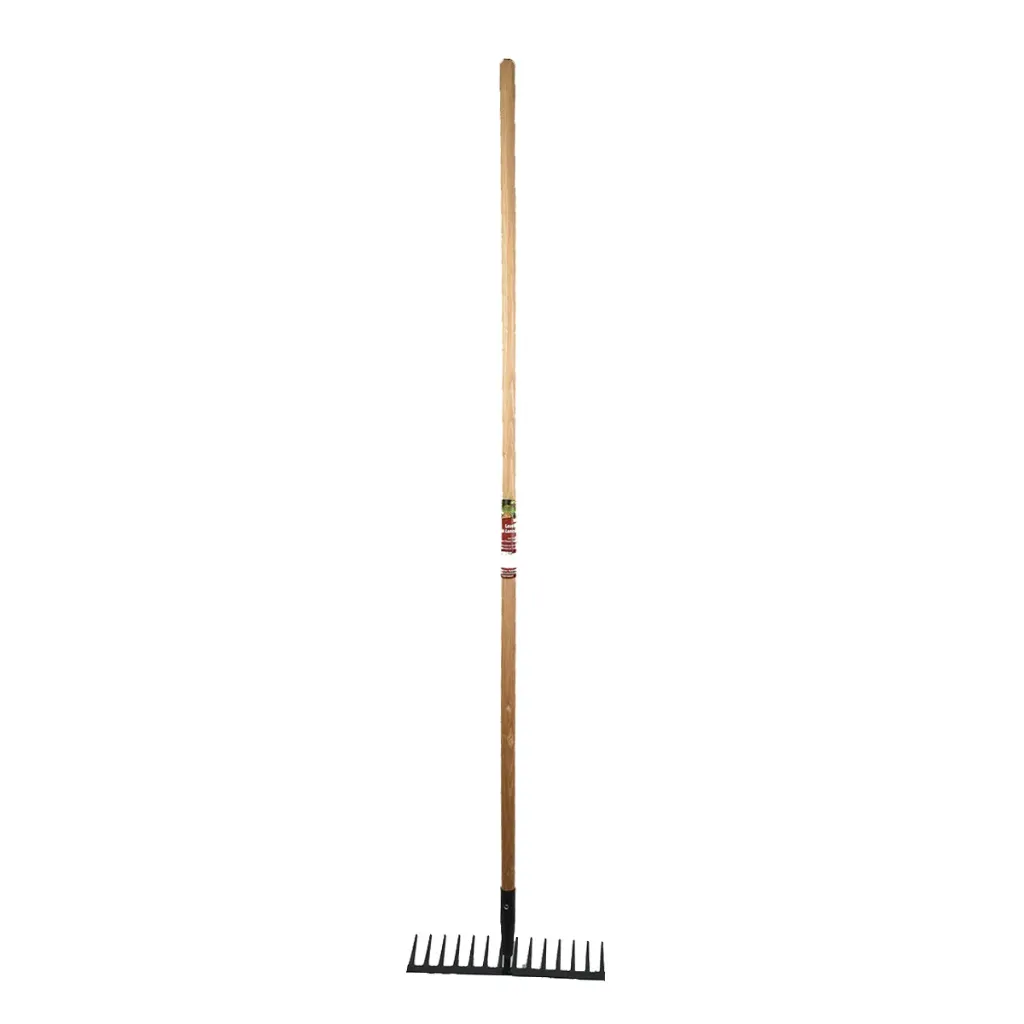 Asphalt Levelling Rake 56-1/2in 14-Carbon Steel Tine Hardwood Handle